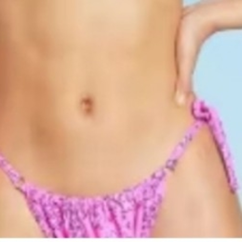 Pink & Black With silver Bandana Print-Bikini Bottom